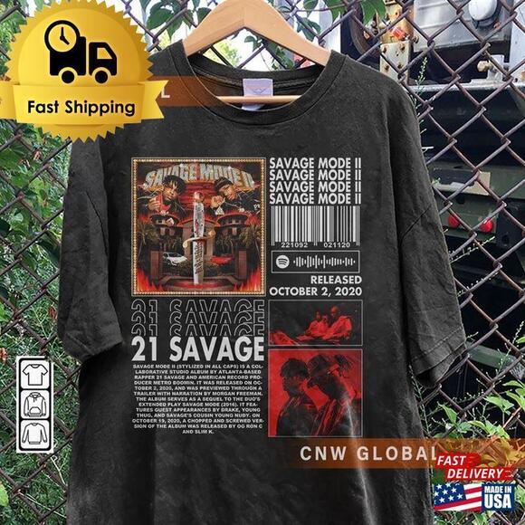 Tops - 21 Savage Rap Shirt Mode Ii Album 90S Y2K Retro Rapper Hiphop Classic
